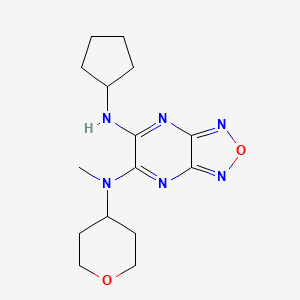 molecular formula C15H22N6O2 B4260356 N'-cyclopentyl-N-methyl-N-(tetrahydro-2H-pyran-4-yl)[1,2,5]oxadiazolo[3,4-b]pyrazine-5,6-diamine 