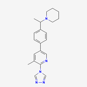 molecular formula C21H25N5 B4260363 3-methyl-5-[4-(1-piperidin-1-ylethyl)phenyl]-2-(4H-1,2,4-triazol-4-yl)pyridine 