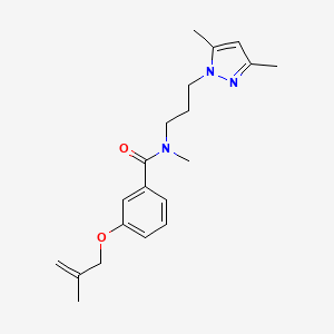 molecular formula C20H27N3O2 B4260393 N-[3-(3,5-dimethyl-1H-pyrazol-1-yl)propyl]-N-methyl-3-[(2-methylprop-2-en-1-yl)oxy]benzamide 