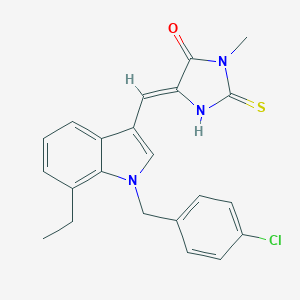 molecular formula C22H20ClN3OS B426041 5-{[1-(4-chlorobenzyl)-7-ethyl-1H-indol-3-yl]methylene}-3-methyl-2-thioxo-4-imidazolidinone 