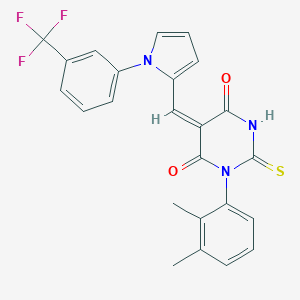 molecular formula C24H18F3N3O2S B426042 (5E)-1-(2,3-dimethylphenyl)-2-thioxo-5-({1-[3-(trifluoromethyl)phenyl]-1H-pyrrol-2-yl}methylidene)dihydropyrimidine-4,6(1H,5H)-dione 