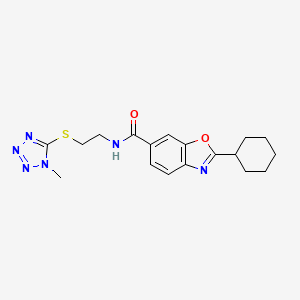 2-cyclohexyl-N-{2-[(1-methyl-1H-tetrazol-5-yl)thio]ethyl}-1,3-benzoxazole-6-carboxamide