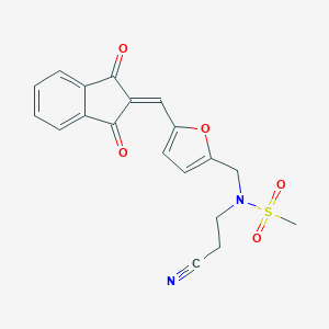 molecular formula C19H16N2O5S B426048 N-(2-cyanoethyl)-N-({5-[(1,3-dioxo-1,3-dihydro-2H-inden-2-ylidene)methyl]-2-furyl}methyl)methanesulfonamide 