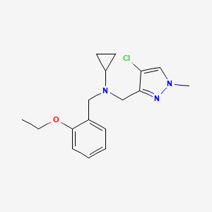 molecular formula C17H22ClN3O B4260541 N-[(4-chloro-1-methyl-1H-pyrazol-3-yl)methyl]-N-(2-ethoxybenzyl)cyclopropanamine 