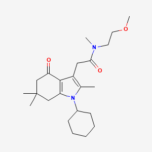 molecular formula C23H36N2O3 B4260596 2-(1-cyclohexyl-2,6,6-trimethyl-4-oxo-4,5,6,7-tetrahydro-1H-indol-3-yl)-N-(2-methoxyethyl)-N-methylacetamide 