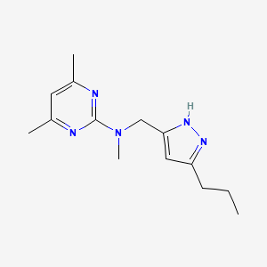 molecular formula C14H21N5 B4260597 N,4,6-trimethyl-N-[(5-propyl-1H-pyrazol-3-yl)methyl]pyrimidin-2-amine 