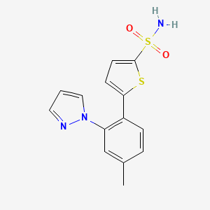 molecular formula C14H13N3O2S2 B4260601 5-[4-methyl-2-(1H-pyrazol-1-yl)phenyl]thiophene-2-sulfonamide 