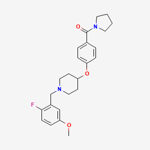 molecular formula C24H29FN2O3 B4260656 1-(2-fluoro-5-methoxybenzyl)-4-[4-(1-pyrrolidinylcarbonyl)phenoxy]piperidine 