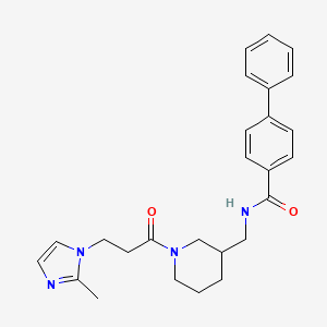 molecular formula C26H30N4O2 B4260679 N-({1-[3-(2-methyl-1H-imidazol-1-yl)propanoyl]-3-piperidinyl}methyl)-4-biphenylcarboxamide 