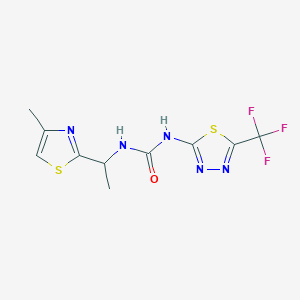 molecular formula C10H10F3N5OS2 B4260687 N-[1-(4-methyl-1,3-thiazol-2-yl)ethyl]-N'-[5-(trifluoromethyl)-1,3,4-thiadiazol-2-yl]urea 