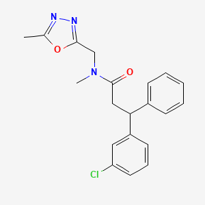 molecular formula C20H20ClN3O2 B4260698 3-(3-chlorophenyl)-N-methyl-N-[(5-methyl-1,3,4-oxadiazol-2-yl)methyl]-3-phenylpropanamide 