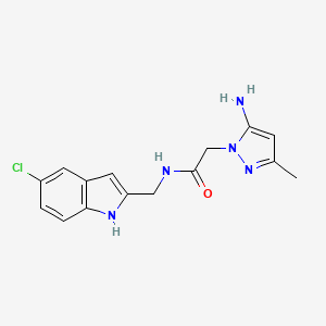 2-(5-amino-3-methyl-1H-pyrazol-1-yl)-N-[(5-chloro-1H-indol-2-yl)methyl]acetamide