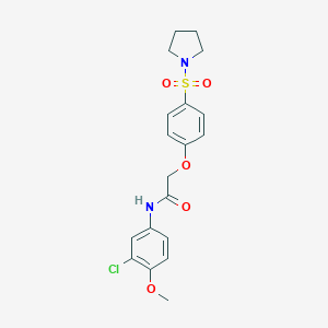 molecular formula C19H21ClN2O5S B426074 N-(3-chloro-4-methoxyphenyl)-2-[4-(1-pyrrolidinylsulfonyl)phenoxy]acetamide 