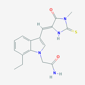 molecular formula C17H18N4O2S B426075 2-{7-ethyl-3-[(1-methyl-5-oxo-2-thioxo-4-imidazolidinylidene)methyl]-1H-indol-1-yl}acetamide 