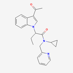 molecular formula C23H25N3O2 B4260750 2-(3-acetyl-1H-indol-1-yl)-N-cyclopropyl-N-(pyridin-2-ylmethyl)butanamide 
