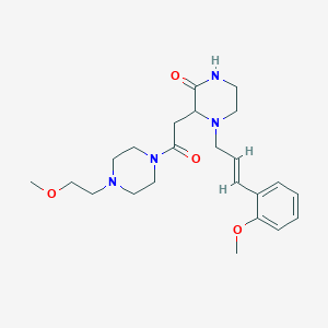molecular formula C23H34N4O4 B4260763 3-{2-[4-(2-methoxyethyl)-1-piperazinyl]-2-oxoethyl}-4-[(2E)-3-(2-methoxyphenyl)-2-propen-1-yl]-2-piperazinone 