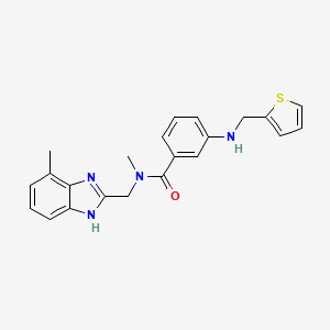 molecular formula C22H22N4OS B4260766 N-methyl-N-[(7-methyl-1H-benzimidazol-2-yl)methyl]-3-[(2-thienylmethyl)amino]benzamide 