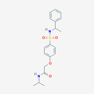 molecular formula C19H24N2O4S B426077 N-isopropyl-2-(4-{[(1-phenylethyl)amino]sulfonyl}phenoxy)acetamide 