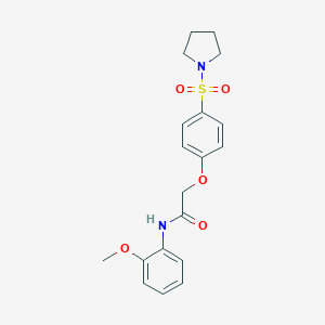 molecular formula C19H22N2O5S B426078 N-(2-methoxyphenyl)-2-[4-(1-pyrrolidinylsulfonyl)phenoxy]acetamide 
