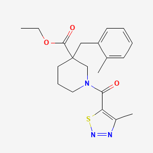 molecular formula C20H25N3O3S B4260781 ethyl 3-(2-methylbenzyl)-1-[(4-methyl-1,2,3-thiadiazol-5-yl)carbonyl]-3-piperidinecarboxylate 