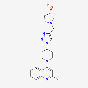 molecular formula C22H28N6O B4260838 (3S)-1-({1-[1-(2-methyl-4-quinolinyl)-4-piperidinyl]-1H-1,2,3-triazol-4-yl}methyl)-3-pyrrolidinol bis(trifluoroacetate) (salt) 