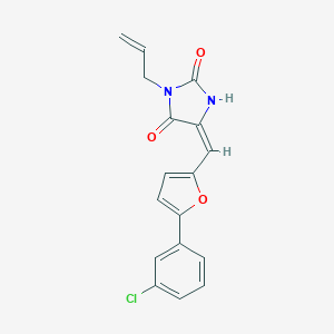 molecular formula C17H13ClN2O3 B426084 (5E)-5-{[5-(3-chlorophenyl)furan-2-yl]methylidene}-3-(prop-2-en-1-yl)imidazolidine-2,4-dione 