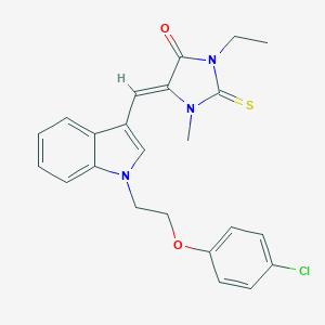 molecular formula C23H22ClN3O2S B426088 5-({1-[2-(4-chlorophenoxy)ethyl]-1H-indol-3-yl}methylene)-3-ethyl-1-methyl-2-thioxo-4-imidazolidinone 