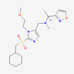 molecular formula C20H32N4O4S B4260891 N-{[2-[(cyclohexylmethyl)sulfonyl]-1-(2-methoxyethyl)-1H-imidazol-5-yl]methyl}-1-(3-isoxazolyl)-N-methylethanamine 