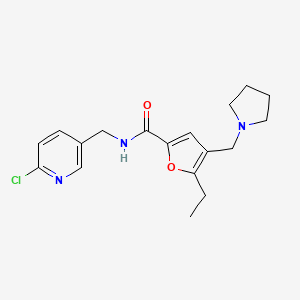 molecular formula C18H22ClN3O2 B4260946 N-[(6-chloropyridin-3-yl)methyl]-5-ethyl-4-(pyrrolidin-1-ylmethyl)-2-furamide 