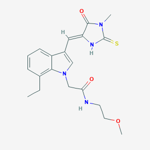 2-{7-ethyl-3-[(1-methyl-5-oxo-2-thioxo-4-imidazolidinylidene)methyl]-1H-indol-1-yl}-N-(2-methoxyethyl)acetamide