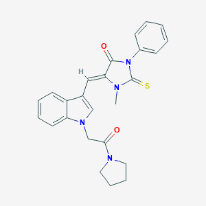 molecular formula C25H24N4O2S B426097 1-methyl-5-({1-[2-oxo-2-(1-pyrrolidinyl)ethyl]-1H-indol-3-yl}methylene)-3-phenyl-2-thioxo-4-imidazolidinone 