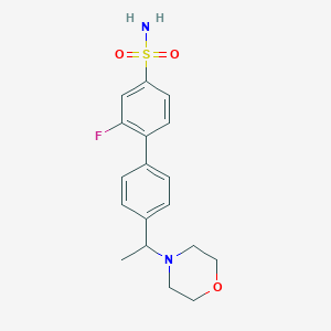 molecular formula C18H21FN2O3S B4260995 2-fluoro-4'-(1-morpholin-4-ylethyl)biphenyl-4-sulfonamide 