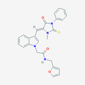 molecular formula C26H22N4O3S B426100 N-(2-furylmethyl)-2-{3-[(3-methyl-5-oxo-1-phenyl-2-thioxo-4-imidazolidinylidene)methyl]-1H-indol-1-yl}acetamide 