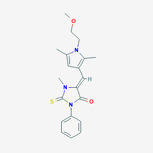 molecular formula C20H23N3O2S B426105 5-{[1-(2-methoxyethyl)-2,5-dimethyl-1H-pyrrol-3-yl]methylene}-1-methyl-3-phenyl-2-thioxo-4-imidazolidinone 