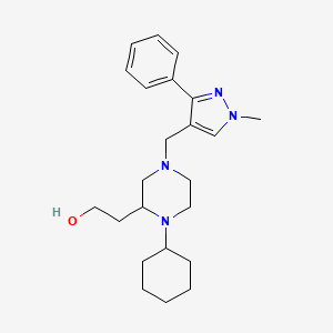 molecular formula C23H34N4O B4261080 2-{1-cyclohexyl-4-[(1-methyl-3-phenyl-1H-pyrazol-4-yl)methyl]-2-piperazinyl}ethanol 