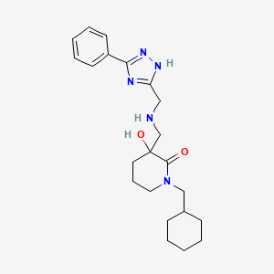 molecular formula C22H31N5O2 B4261084 1-(cyclohexylmethyl)-3-hydroxy-3-({[(5-phenyl-4H-1,2,4-triazol-3-yl)methyl]amino}methyl)-2-piperidinone 