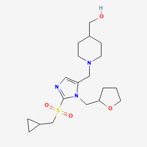 molecular formula C19H31N3O4S B4261092 (1-{[2-[(cyclopropylmethyl)sulfonyl]-1-(tetrahydro-2-furanylmethyl)-1H-imidazol-5-yl]methyl}-4-piperidinyl)methanol 