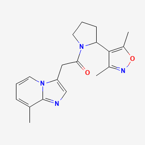 molecular formula C19H22N4O2 B4261093 3-{2-[2-(3,5-dimethylisoxazol-4-yl)pyrrolidin-1-yl]-2-oxoethyl}-8-methylimidazo[1,2-a]pyridine 
