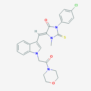 molecular formula C25H23ClN4O3S B426111 3-(4-chlorophenyl)-1-methyl-5-({1-[2-(4-morpholinyl)-2-oxoethyl]-1H-indol-3-yl}methylene)-2-thioxo-4-imidazolidinone 