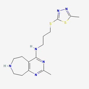 molecular formula C15H22N6S2 B4261121 2-methyl-N-{3-[(5-methyl-1,3,4-thiadiazol-2-yl)thio]propyl}-6,7,8,9-tetrahydro-5H-pyrimido[4,5-d]azepin-4-amine 