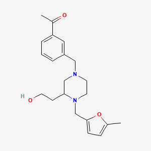 molecular formula C21H28N2O3 B4261153 1-[3-({3-(2-hydroxyethyl)-4-[(5-methyl-2-furyl)methyl]-1-piperazinyl}methyl)phenyl]ethanone 