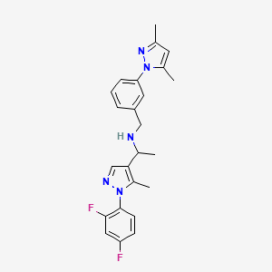 molecular formula C24H25F2N5 B4261196 1-[1-(2,4-difluorophenyl)-5-methyl-1H-pyrazol-4-yl]-N-[3-(3,5-dimethyl-1H-pyrazol-1-yl)benzyl]ethanamine 