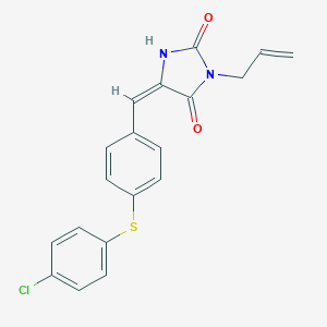 molecular formula C19H15ClN2O2S B426120 (5E)-5-{4-[(4-chlorophenyl)sulfanyl]benzylidene}-3-(prop-2-en-1-yl)imidazolidine-2,4-dione 