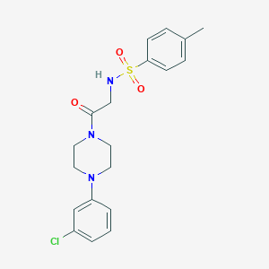 molecular formula C19H22ClN3O3S B426121 N-{2-[4-(3-chlorophenyl)-1-piperazinyl]-2-oxoethyl}-4-methylbenzenesulfonamide 