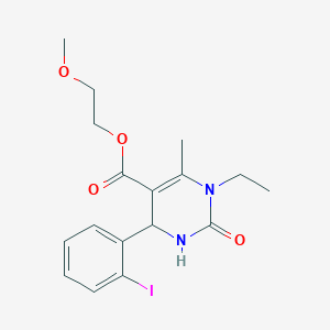 molecular formula C17H21IN2O4 B4261213 2-methoxyethyl 1-ethyl-4-(2-iodophenyl)-6-methyl-2-oxo-1,2,3,4-tetrahydro-5-pyrimidinecarboxylate 