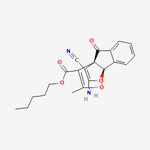 molecular formula C21H20N2O5 B4261255 pentyl 14-amino-15-cyano-11-methyl-8-oxo-12,13-dioxatetracyclo[7.3.3.0~1,9~.0~2,7~]pentadeca-2,4,6,10,14-pentaene-10-carboxylate 