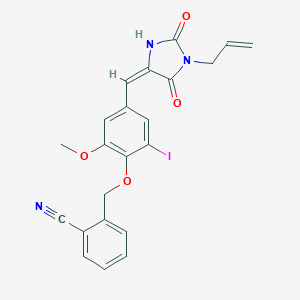 molecular formula C22H18IN3O4 B426126 2-({4-[(1-Allyl-2,5-dioxo-4-imidazolidinylidene)methyl]-2-iodo-6-methoxyphenoxy}methyl)benzonitrile 