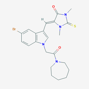 molecular formula C22H25BrN4O2S B426128 5-({1-[2-(1-azepanyl)-2-oxoethyl]-5-bromo-1H-indol-3-yl}methylene)-1,3-dimethyl-2-thioxo-4-imidazolidinone 