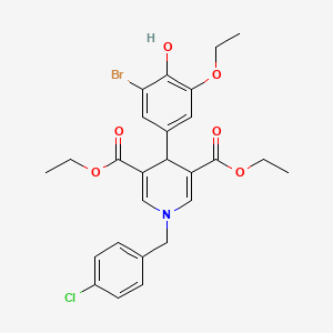 molecular formula C26H27BrClNO6 B4261318 diethyl 4-(3-bromo-5-ethoxy-4-hydroxyphenyl)-1-(4-chlorobenzyl)-1,4-dihydro-3,5-pyridinedicarboxylate 