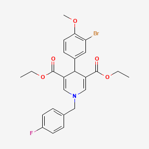 molecular formula C25H25BrFNO5 B4261336 diethyl 4-(3-bromo-4-methoxyphenyl)-1-(4-fluorobenzyl)-1,4-dihydro-3,5-pyridinedicarboxylate 